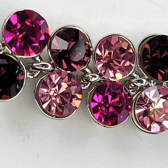 Purple and Pink Crystal Rhinestone STATEMENT Bracelet - Picture 4 of 8